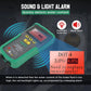 Brake fluid tester with LCD screen, green body, and alarm indicators for detection