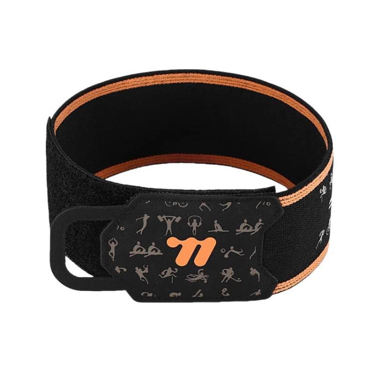 Reflective cycling pant strap band set, black with orange trim and adjustable closure