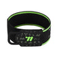 Reflective cycling pant strap band set, black with green trim and adjustable closure