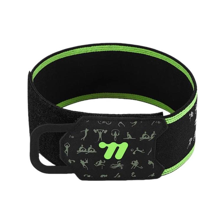 Reflective cycling pant strap band set, black with green trim and adjustable closure