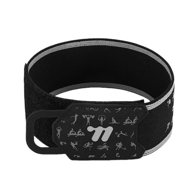 Reflective cycling pant strap band set, black with light gray trim and adjustable closure