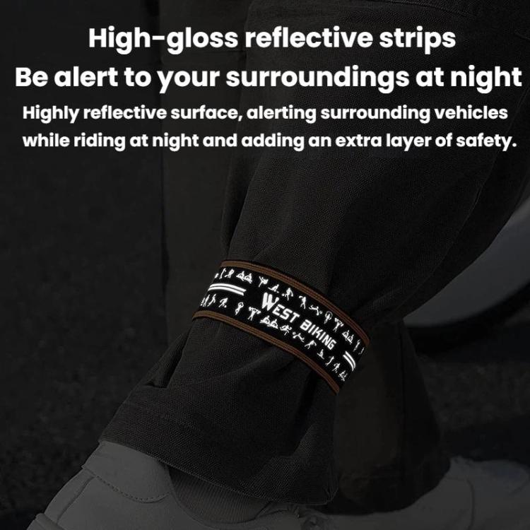 Reflective cycling pant band on dark pants, black band with high-gloss orange trim