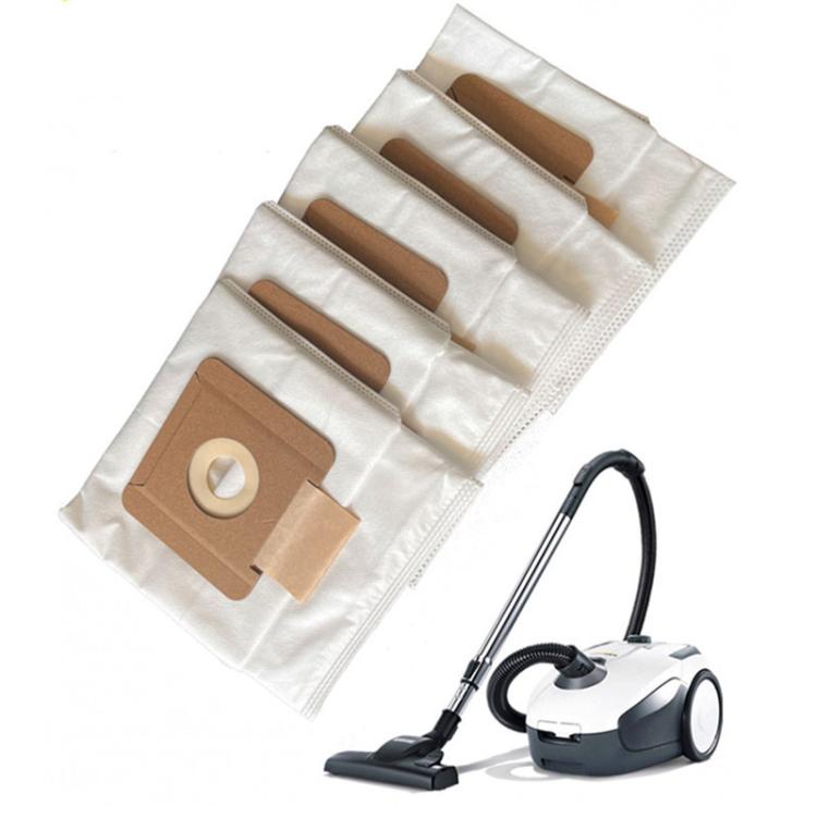 Set of non-woven vacuum dust bags for Karcher VC2, white bags with brown port holes.