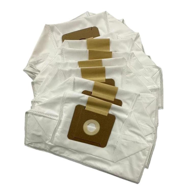 Stack of non-woven vacuum dust bags for Karcher VC2, white with brown filter ports.