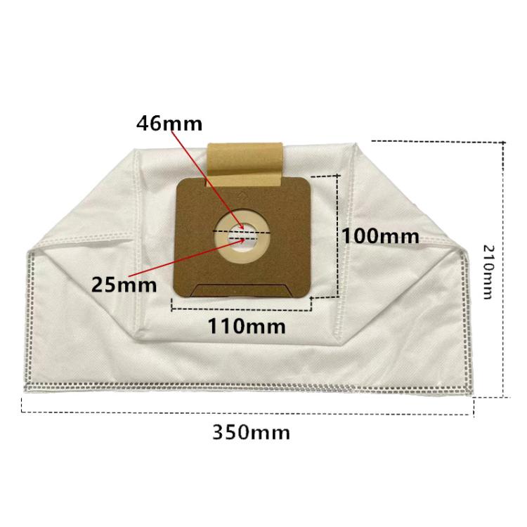Non-woven vacuum dust bag filter for Karcher VC2, dimensions shown: 350mm, 100mm, 12mm.