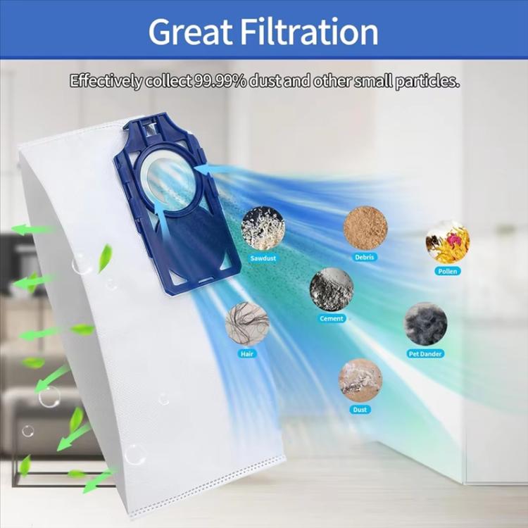 Non-woven vacuum dust bag with blue collar for vacuum filtration