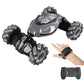 Gray stunt twist remote car with lights, hand-held remote and black controller