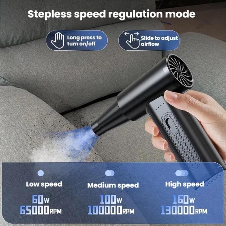 Handheld cordless dust blower with adjustable airflow switch and textured grip