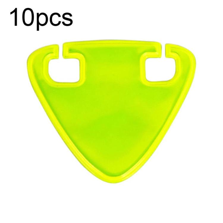 Triangular reflective bike sticker, neon yellow with two cutout tabs