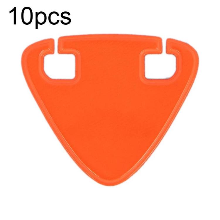 Triangular reflective bike sticker, orange-red with two cutout tabs