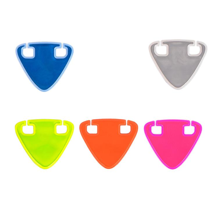 Reflective triangle bicycle safety stickers set, blue, gray, neon green, orange, bright pink