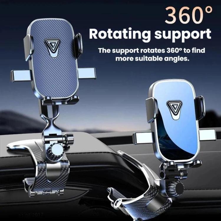 Car phone holder with textured cradle and crocodile clip mount, 360° rotation