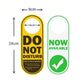 Reversible PVC door hanger sign size 9cm wide, 24cm tall, Do Not Disturb and Now Available