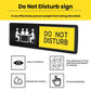 Sliding Do Not Disturb sign with icons, yellow DO NOT DISTURB panel on black frame