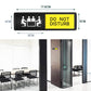 Sliding Do Not Disturb sign with size diagram, black frame and yellow DO NOT DISTURB panel