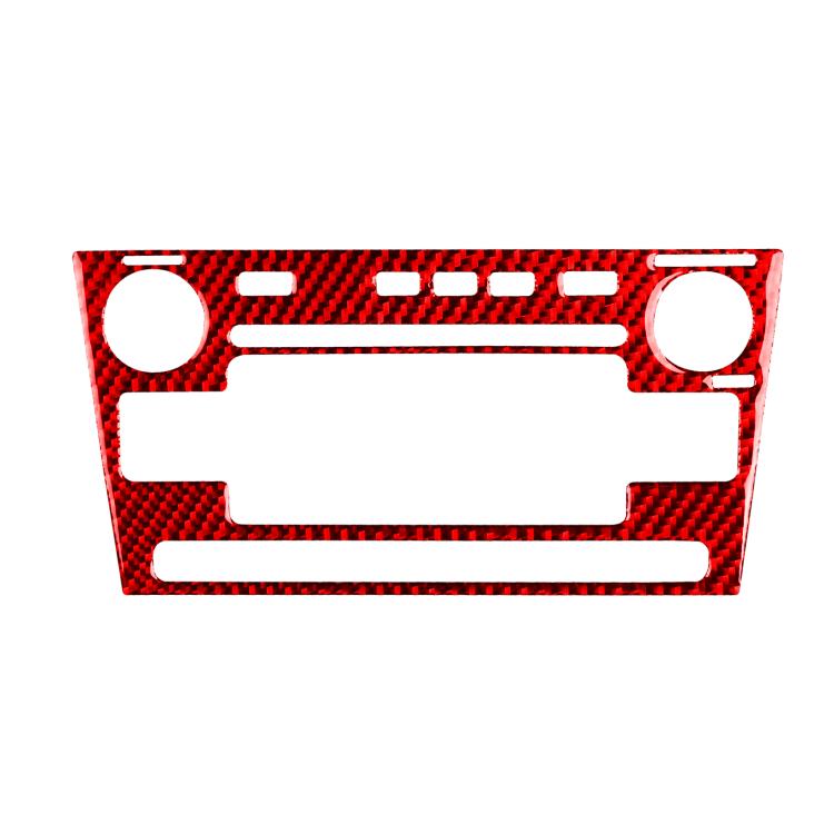 Red carbon-fiber style radio panel trim sticker with cutouts for knobs