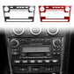 Pair of radio panel trim stickers—black and red carbon-fiber style, knob cutouts