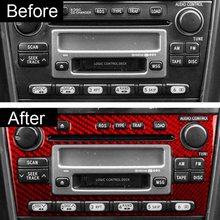 Car radio panel sticker set: black base and red overlay for center console