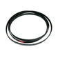 Coiled black multi-V elastic rubber belt, looped for compact storage