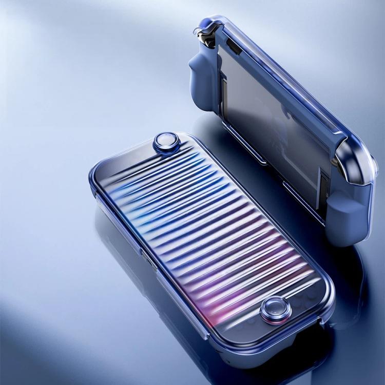 Blue crystal full-coverage protective case with ribbed clear back
