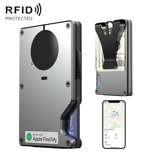 Find My Enabled Metal Wallet Built-in Tracker Chip & RFID Blocking  Anti-Loss Aluminum Card Holder with Sound Alert