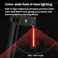 Bicycle tail light with red LED beam showing wide lighting coverage