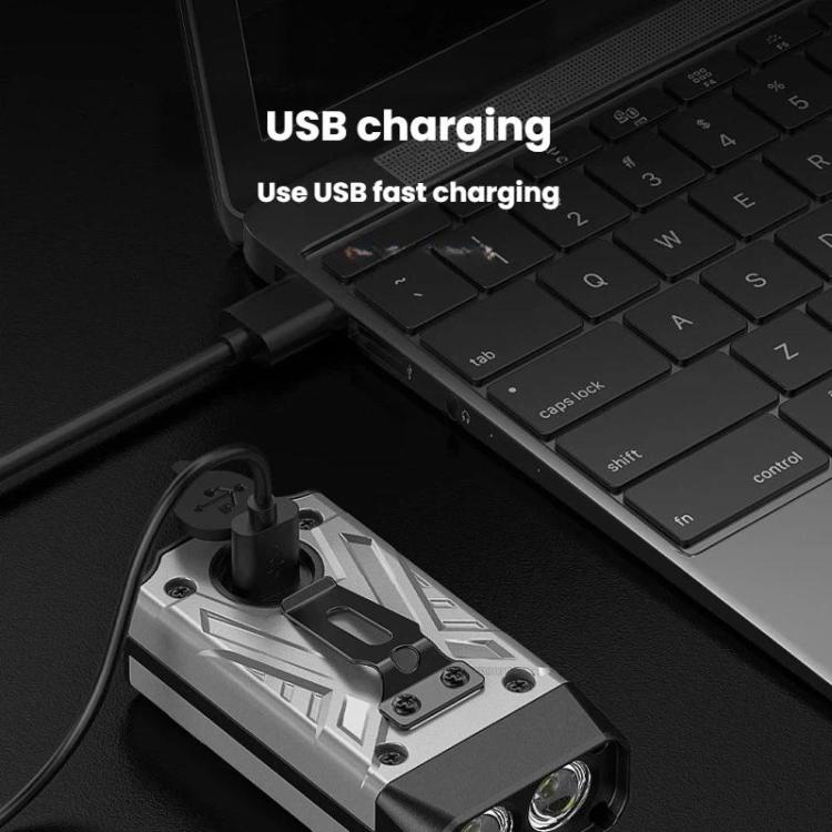 SMILING SHARK portable magnetic flashlight with USB charging port on the side