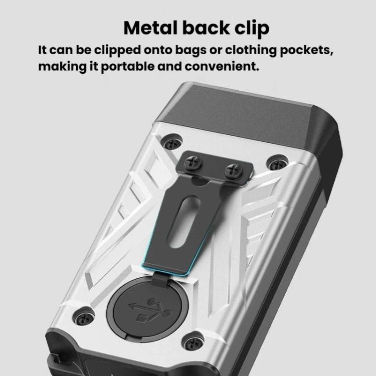 SMILING SHARK portable magnetic flashlight with metal back clip for pockets or bags