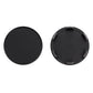 Black wheel hub center cap, front and back views with 54 marking.