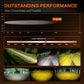 LED spotlight performance graphic showing beam intensity and color temperature scale