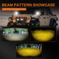 LED spotlight beam pattern showcase with wide yellow illumination spread