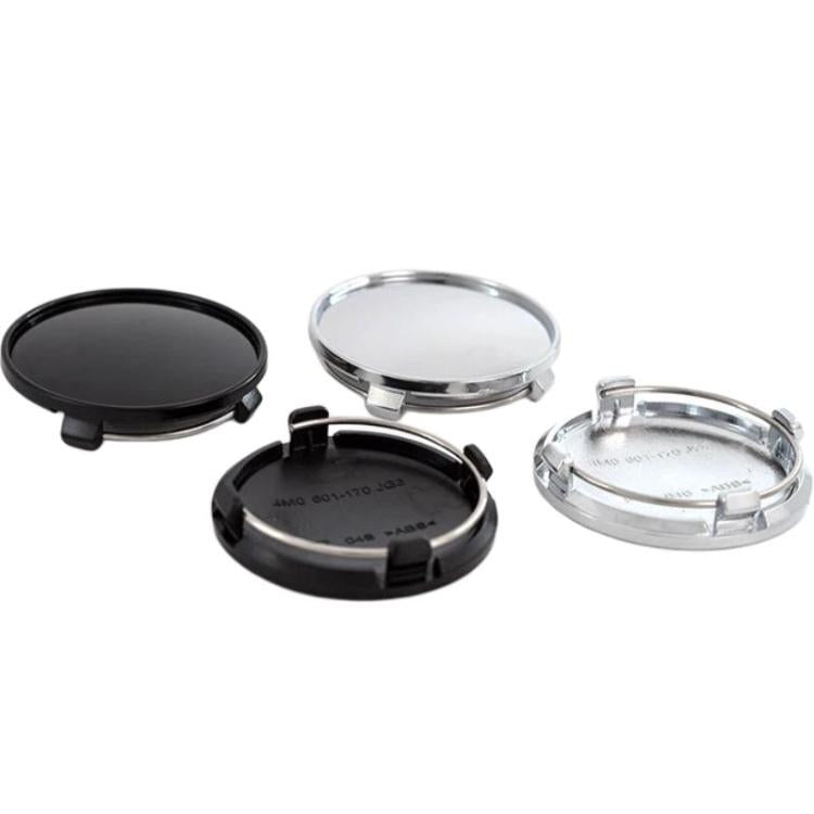 61mm wheel hub center caps set of 4, mixed black and silver finishes