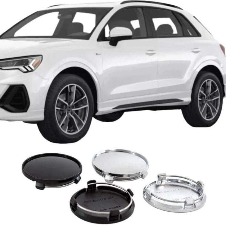 61mm wheel hub center caps set of 4, shown on a white Audi SUV wheel