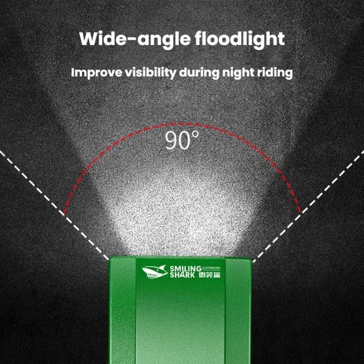 Green kids bike headlight front showing wide-angle illumination area