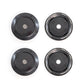 Set of 4 black wheel center caps with silver edge ring and round center hole