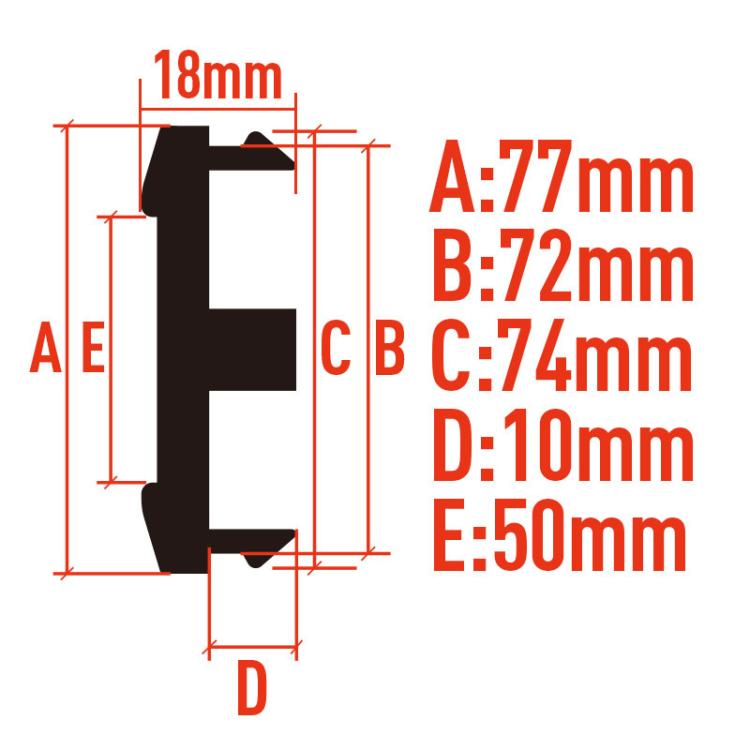 Wheel center cap size diagram: 77mm outer diameter, 72mm face, 10mm depth