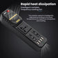 Black car inverter with vented cooling fan and multi-port power panel
