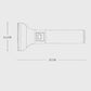 Portable LED flashlight size diagram: 15 cm length, 6.2 cm head width