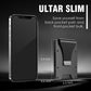 Slim black aluminum badge holder card wallet with back plate, side view