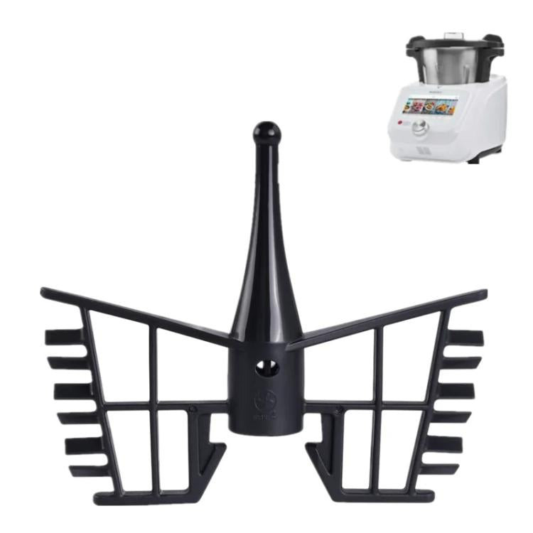 Black butterfly whisking attachment with central hub and curved arms