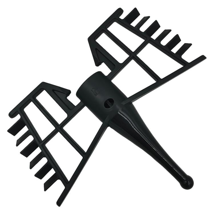 Black whisking attachment with butterfly fins and long handle for mixing