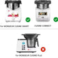 White food processor base with black bowl lid and compatibility check indicators