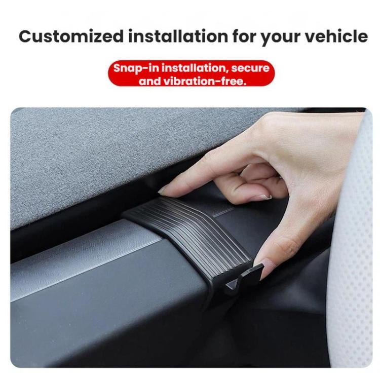 Black dashboard hook snapped into the car console edge, secured in place