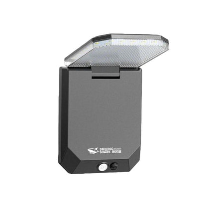 Solar motion sensor garden wall light with foldable lamp head, dark gray body