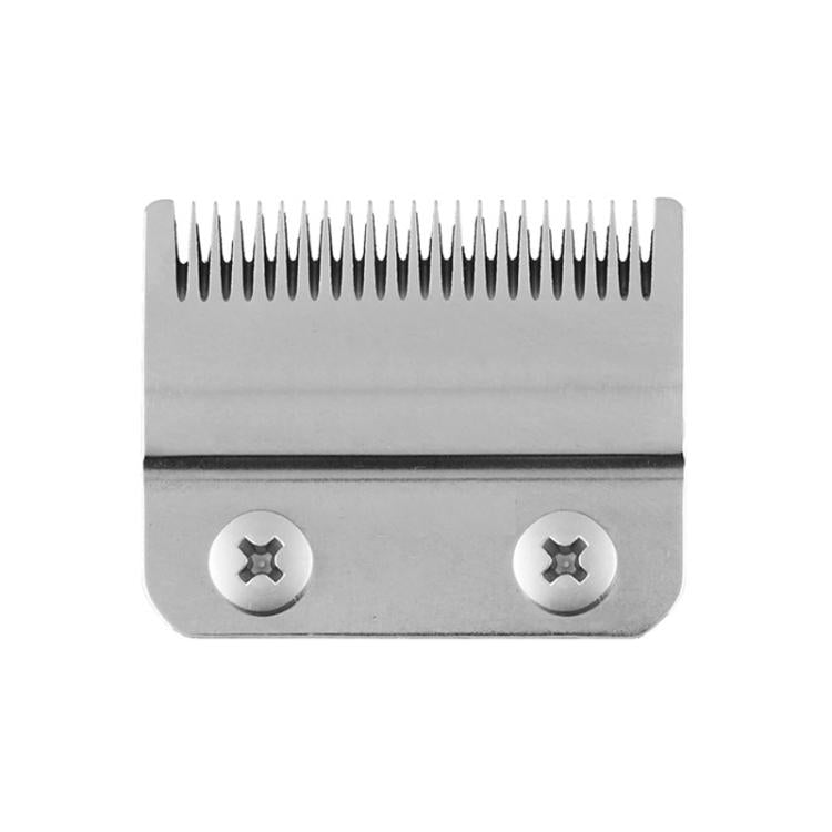 Silver replacement clipper blade head with cutting teeth and two screw bases