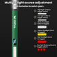Green flashlight with side light panel and control window for multiple modes