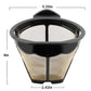 Black coffee filter basket with beige mesh, 5.35 in diameter