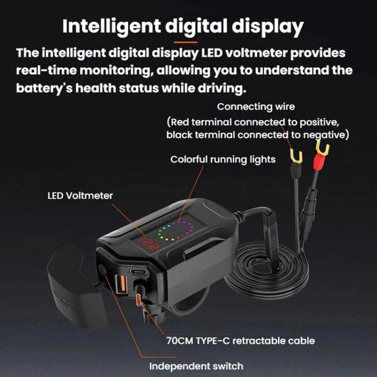 CS-2035A1 IP65 Waterproof Dustproof Motorcycle Phone Charger Retractable USB Charging Cable, CS-2035A1