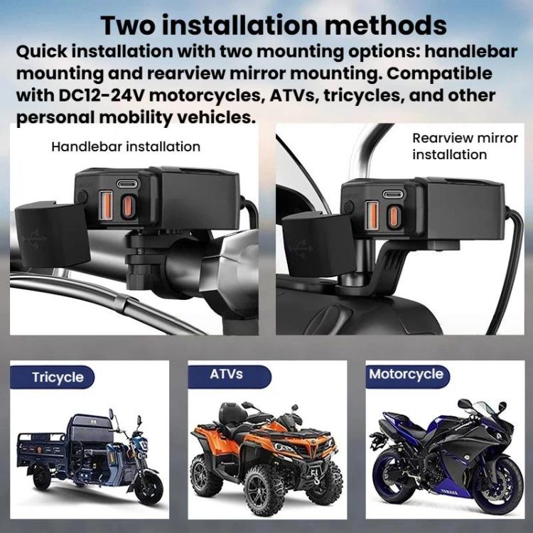 CS-2035A1 IP65 Waterproof Dustproof Motorcycle Phone Charger Retractable USB Charging Cable, CS-2035A1