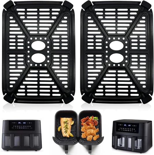 2pcs /Pack Crisper Tray & Drip Pan for Holstein Housewares 8.4QT Dual Basket Digital Air Fryer